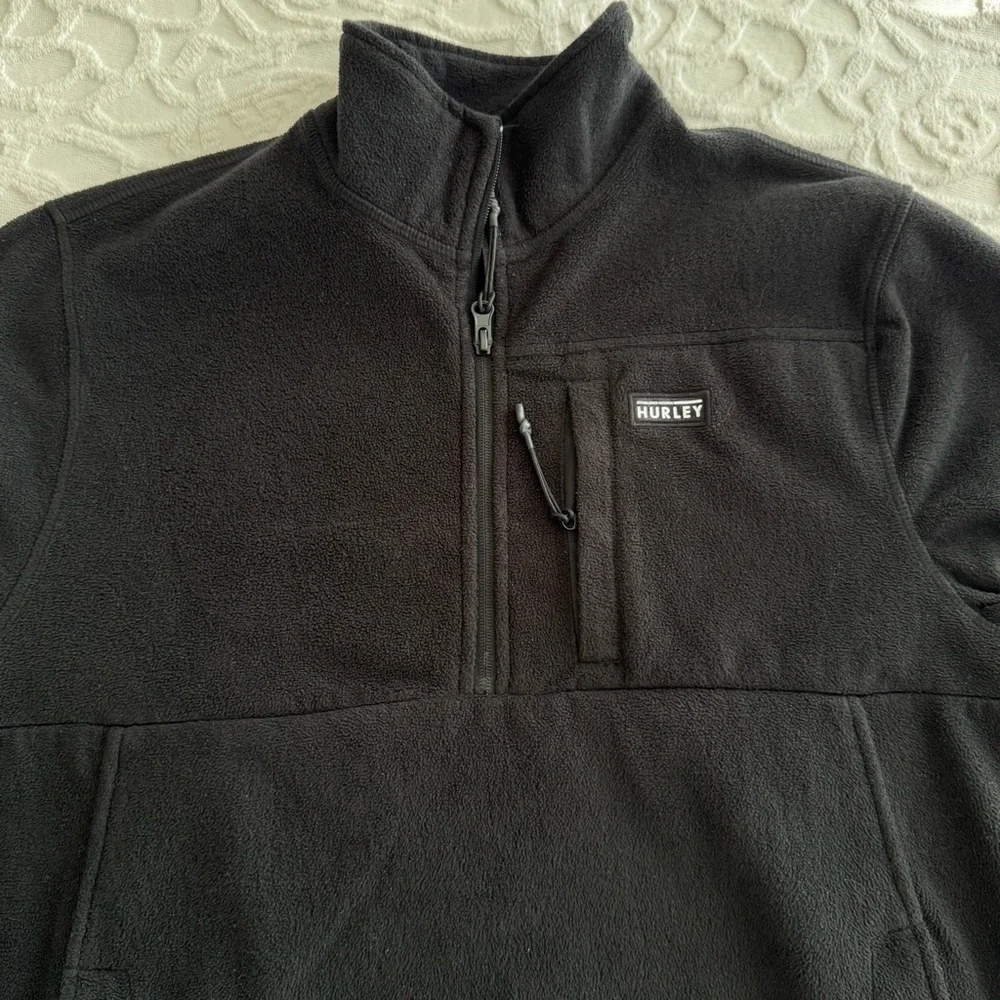 Hurley Black Quarter-Zip Fleece Pullover Jacket